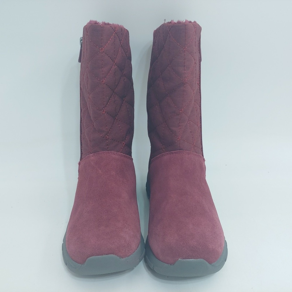 Lands End Shoes Womens Quilted Side Zip All Weather Boots Deep‎ Red 6.5